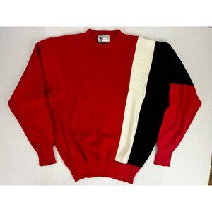 Vintage 80s Tyrolia Head Black Red White Stripe Ski Wool Acrylic Sweater Men M/L
